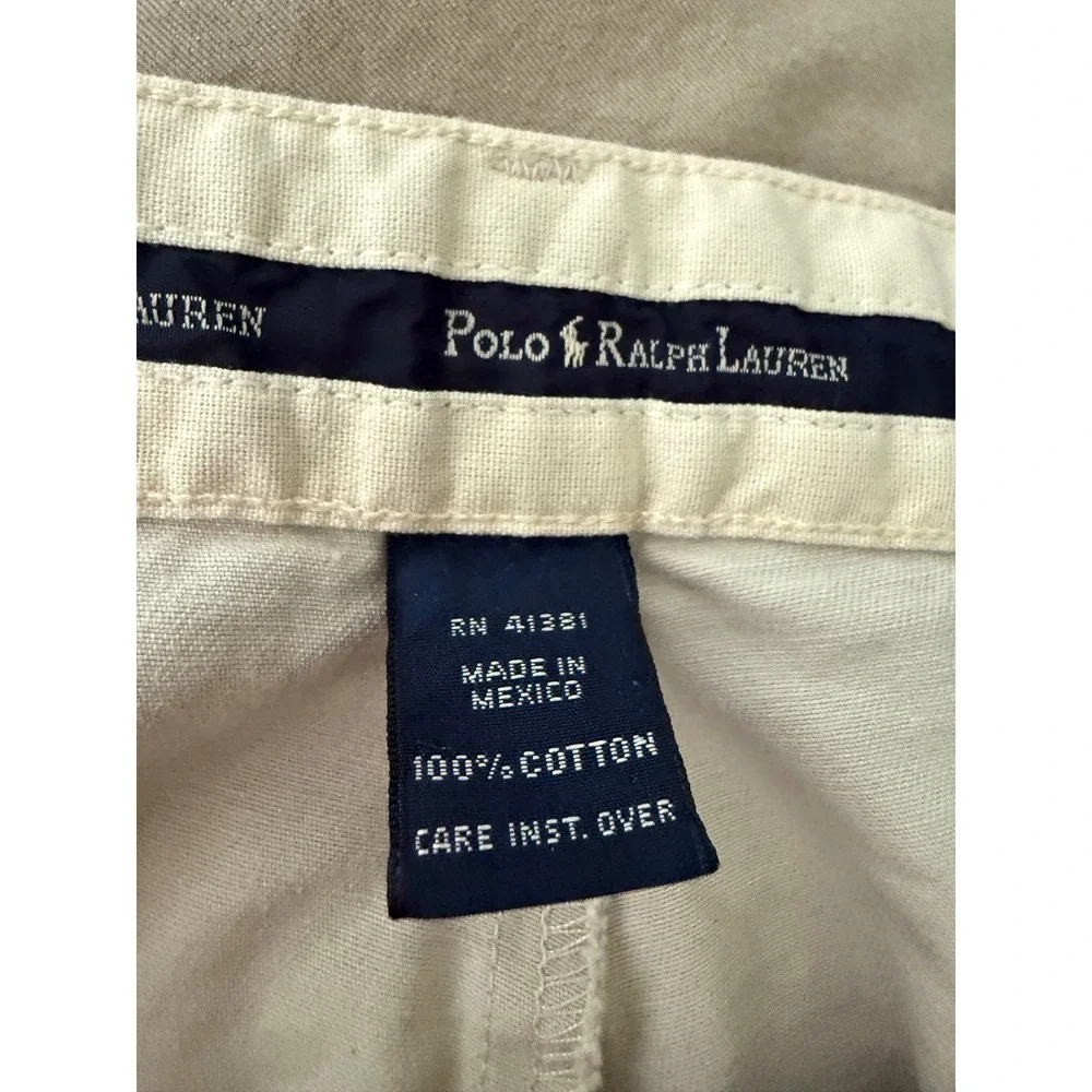 Vintage 90s Polo Ralph Lauren Chino Pants Mens 36x30 Tan Khaki Cotton Trousers
